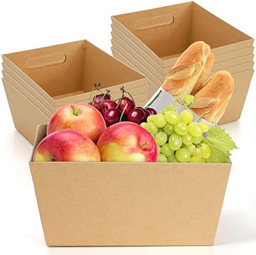 Cesta de Regalo DEAYOU 10 Piezas, Cesta de Kraft de 10 x 8 con Asa, Cestas de Cartón para Vino, DIY, Comida, Snacks, Manualidades, Pascua - imagen 6