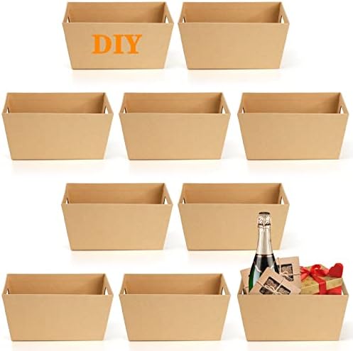 Cesta de Regalo DEAYOU 10 Piezas, Cesta de Kraft de 10 x 8 con Asa, Cestas de Cartón para Vino, DIY, Comida, Snacks, Manualidades, Pascua - imagen 8