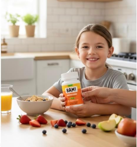 NovaFerrum BAM Multivitamínico Masticable para Niños y Adultos a Partir de 4 Años - Sabor Frutas - 60 Tabletas Masticables con Vitaminas A, C, D, E, - imagen 5