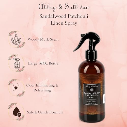 Spray de Lino Abbey & Sullivan, Sándalo y Pachulí, Aroma Cálido y Terroso, Eliminador de Olores, Paquete de 2, 16 oz - imagen 3