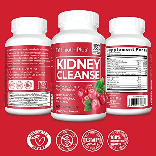 Health Plus Advanced Cleanse de Riñón con Extracto de Arándano, Raíz de Cúrcuma y CoQ10, Apoya la Función Renal y la Salud del Tracto Urinario, 60 - imagen 2
