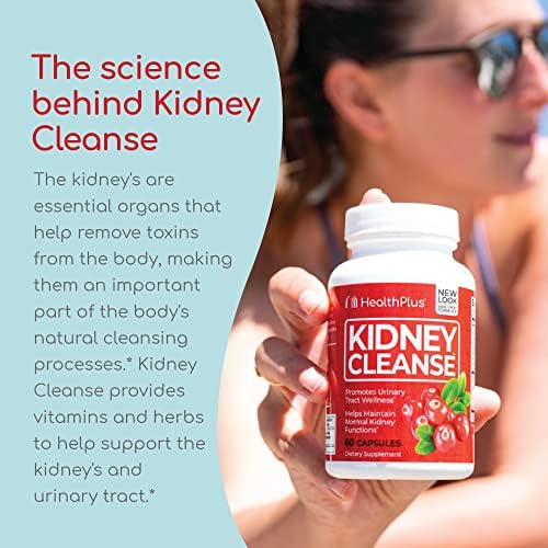 Health Plus Advanced Cleanse de Riñón con Extracto de Arándano, Raíz de Cúrcuma y CoQ10, Apoya la Función Renal y la Salud del Tracto Urinario, 60 - imagen 6