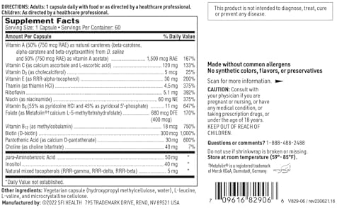 SFI Health Klaire Labs Complejo Multivitamínico Hipoalergénico - Multivitamínico Sin Minerales de Toma Diaria con Metafolin, Vitamina B6 y B12 (60 - imagen 5
