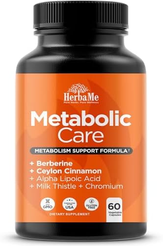 Suplemento de Berberina HerbaMe con Canela de Ceilán, Cromo y Ácido Alfa Lipoico, Cuida el Metabolismo, Salud Cardiovascular y Sistema Inmunológico, - imagen 1