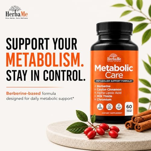 Suplemento de Berberina HerbaMe con Canela de Ceilán, Cromo y Ácido Alfa Lipoico, Cuida el Metabolismo, Salud Cardiovascular y Sistema Inmunológico, - imagen 2