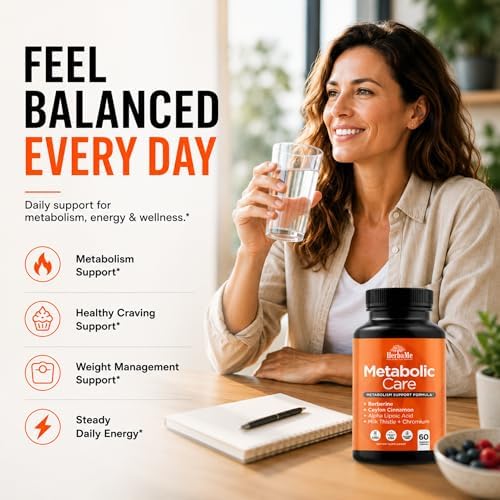 Suplemento de Berberina HerbaMe con Canela de Ceilán, Cromo y Ácido Alfa Lipoico, Cuida el Metabolismo, Salud Cardiovascular y Sistema Inmunológico, - imagen 5
