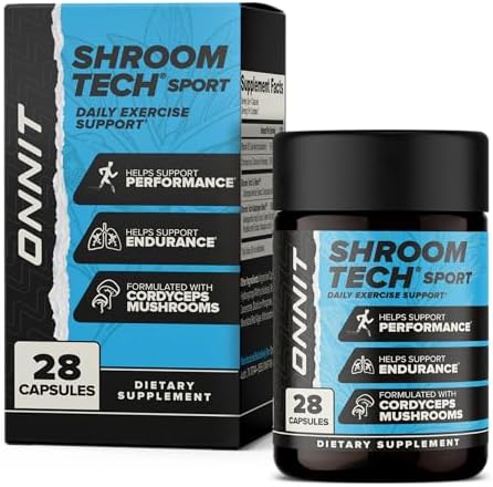 Cápsulas ONNIT Shroom Tech Sport para Soporte Diario de Ejercicio, Suplemento Pre Entrenamiento Sin Cafeína con Hongos Cordyceps, 28 Contenido - imagen 1