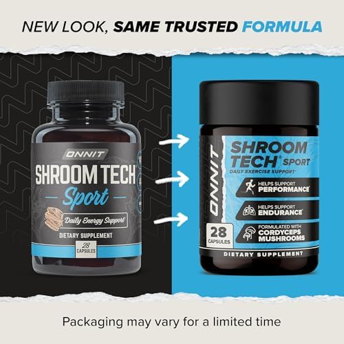 Cápsulas ONNIT Shroom Tech Sport para Soporte Diario de Ejercicio, Suplemento Pre Entrenamiento Sin Cafeína con Hongos Cordyceps, 28 Contenido - imagen 2