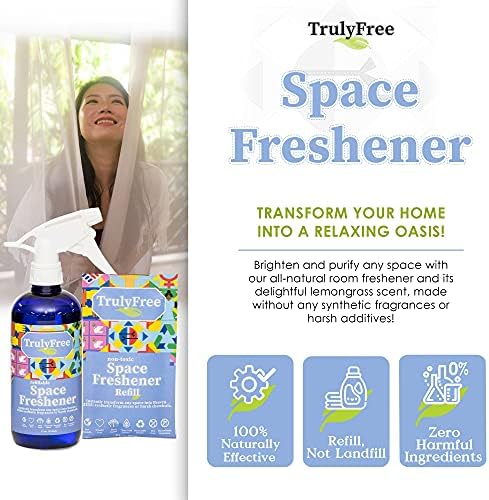Kit Inicial de Ambientador Truly Free Space, Aceite Esencial de Hierba Limón - Ambientadores para Auto y Hogar, Eliminador Natural de Olores, Botella - imagen 3
