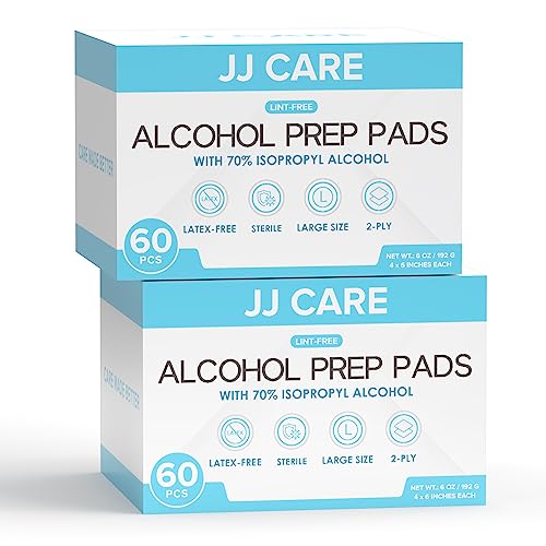 JJ CARE Toallitas de Alcohol Grandes [Paquete de 120], 4 x 6 Toallitas Estériles Envase Individual, 70% Alcohol Isopropílico, 2 Capas, Perfectas para - imagen 1