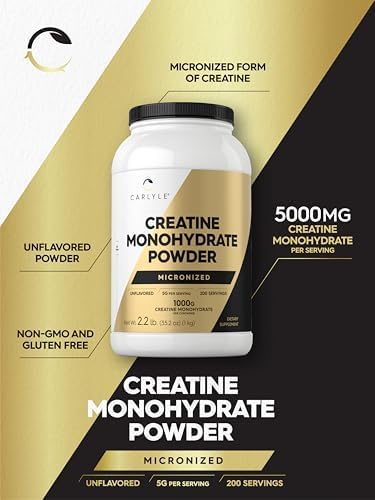 Carlyle Creatina Monohidratada en Polvo 5000mg | 200 Porciones | Sin Sabor | 2.2lbs | Suplemento de Creatina Micronizada | Vegano, Sin OGM, Sin Gluten - imagen 4