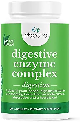 Complejo de Enzimas Digestivas Veganas nbpure – Soporte Diario para la Hinchazón, Gas y Digestión – 12 Enzimas y 3 Hierbas – Lactasa, Proteasa, - imagen 1