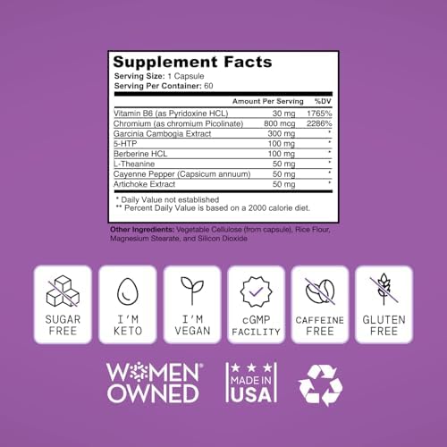 Suplemento para Pérdida de Peso SELF NUTRITION para Mujeres - Control de Apetito y Antojos, Acelerador Metabólico - Hecho en EE. UU., 60 Cápsulas - imagen 4