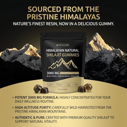 Gomitas Vitacore Shilajit Himalayo, Suplemento Natural de Ácido Fúlvico y Minerales Traza para Energía y Vitalidad - 60 Gomitas - imagen 2