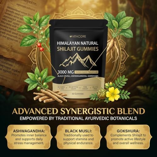 Gomitas Vitacore Shilajit Himalayo, Suplemento Natural de Ácido Fúlvico y Minerales Traza para Energía y Vitalidad - 60 Gomitas - imagen 3