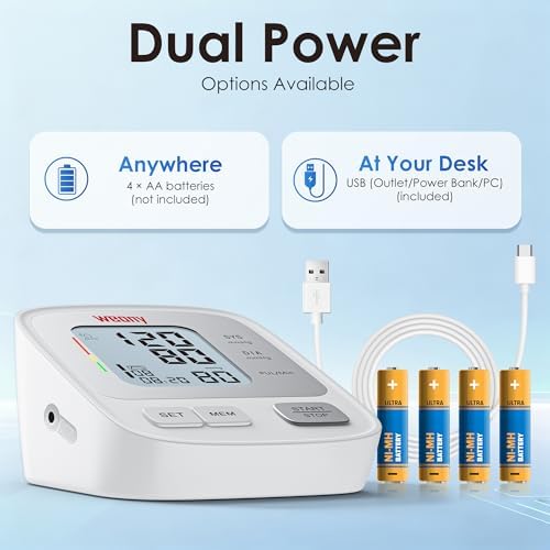 Monitores de Presión Arterial WEONY para Uso en Casa, Manguito Ajustable 9-17in, 2 * 99 Memorias, Máquina Digital Automática con USB - imagen 6