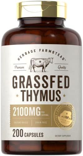 Suplemento de Timo de Res Alimentada con Pasto Carlyle | 2100mg | 200 Cápsulas | Criado en Pastoreo, No GMO, Sin Gluten | Herbage Farmstead - imagen 1