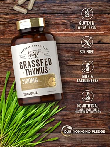 Suplemento de Timo de Res Alimentada con Pasto Carlyle | 2100mg | 200 Cápsulas | Criado en Pastoreo, No GMO, Sin Gluten | Herbage Farmstead - imagen 4