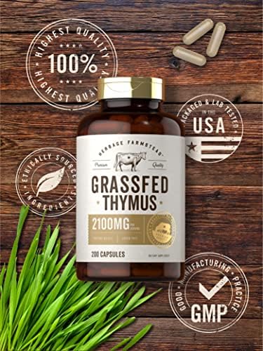 Suplemento de Timo de Res Alimentada con Pasto Carlyle | 2100mg | 200 Cápsulas | Criado en Pastoreo, No GMO, Sin Gluten | Herbage Farmstead - imagen 5