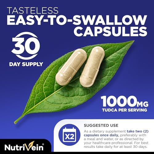 Suplemento Nutrivein Premium TUDCA+ para el Hígado 1000mg - Suministro para 30 Días (60 Cápsulas): Sales Biliares para el Bienestar Hepático - imagen 5
