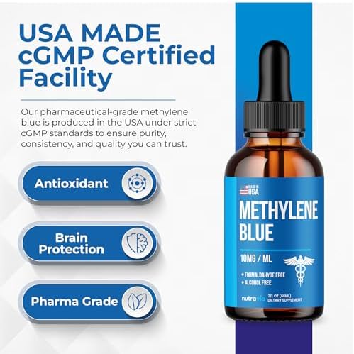 Gotas de Azul de Metileno 1% USP - Probadas en Laboratorio - Hecho en EE. UU. - Libre de Formaldehído, Suplemento de Alta Absorción (2oz) - imagen 5