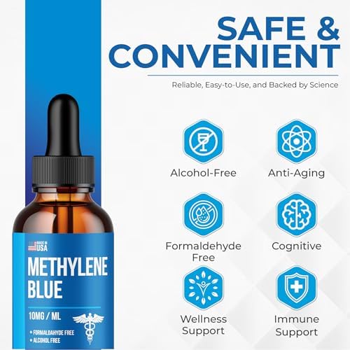 Gotas de Azul de Metileno 1% USP - Probadas en Laboratorio - Hecho en EE. UU. - Libre de Formaldehído, Suplemento de Alta Absorción (2oz) - imagen 8
