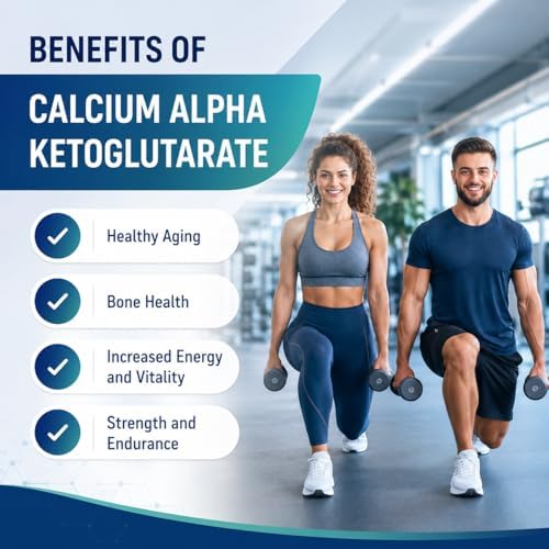 Suplemento de Calcio Alpha-Ketoglutarato de LongJuvity - Liberación Prolongada (1,000mg por Porción) - Salud Digestiva, Ósea, Antienvejecimiento y - imagen 4