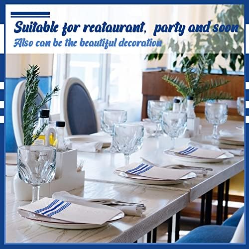 Jetec 200 Servilletas Desechables de Papel para Invitados, Toallas de Mano Decorativas, Suaves y Absorbentes, Paquete de 200 (Rayas Azules) - imagen 2
