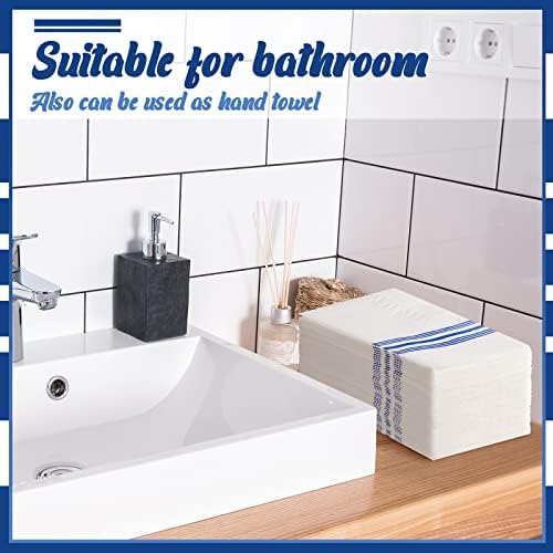Jetec 200 Servilletas Desechables de Papel para Invitados, Toallas de Mano Decorativas, Suaves y Absorbentes, Paquete de 200 (Rayas Azules) - imagen 6