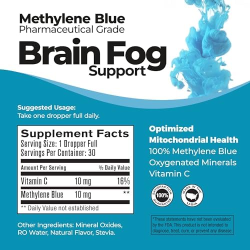 Metrileno Azul Grado Farmacéutico, USP, Probado por Terceros con Vitamina C - Potenciador de Memoria - Mejora la Función Cognitiva y el Enfoque - - imagen 7