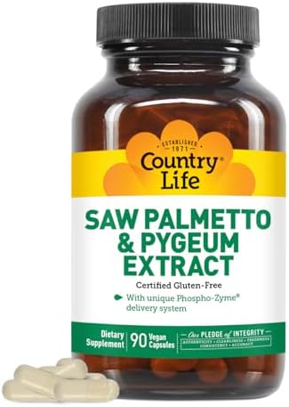 Suplemento de Salud Prostática Country Life - Extracto de Saw Palmetto y Pygeum, Promueve Función Urinaria Saludable, 90 Cápsulas - imagen 1