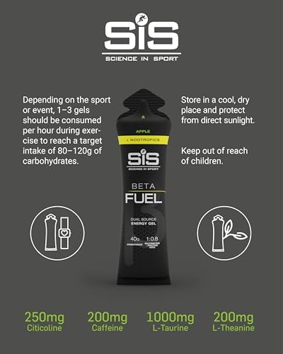 Science in Sport BETA Fuel + Nootrópicos - Gel Energético Nootrópico - 40g de Carbohidratos - Sabor Manzana - Paquete de 6 Unidades - imagen 5