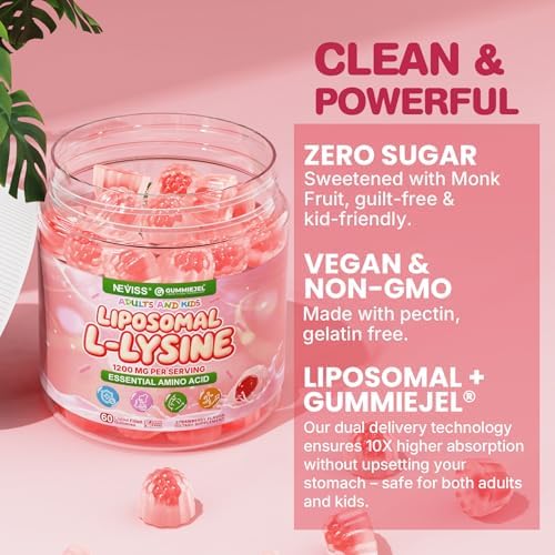 Gomitas de L-Lisina Liposomal 1200mg | Alta Absorción para Inmunidad y Piel | Suplemento Vegano para Adultos y Niños | Salud Oral, Ósea y Colágeno | - imagen 7