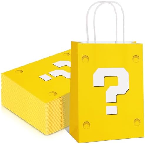 24 Piezas de Bolsas de Regalo Amarillas para Fiesta Temática de Videojuegos, Bolsas de Papel de Caricatura para Dulces y Decoraciones de Cumpleaños - imagen 1