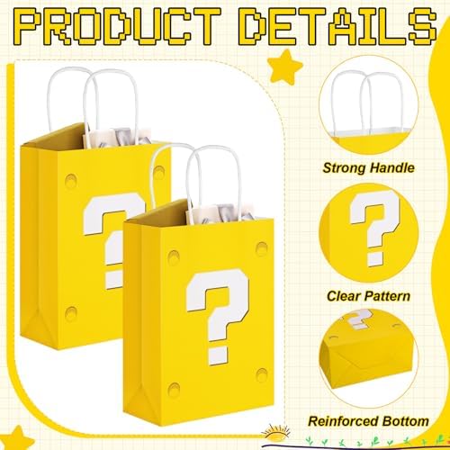 24 Piezas de Bolsas de Regalo Amarillas para Fiesta Temática de Videojuegos, Bolsas de Papel de Caricatura para Dulces y Decoraciones de Cumpleaños - imagen 3