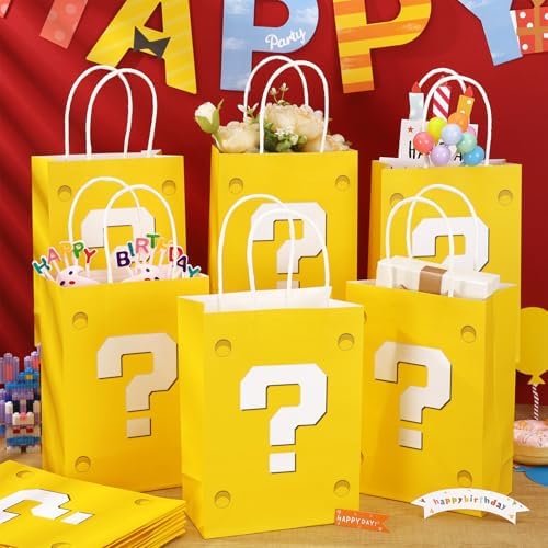 24 Piezas de Bolsas de Regalo Amarillas para Fiesta Temática de Videojuegos, Bolsas de Papel de Caricatura para Dulces y Decoraciones de Cumpleaños - imagen 4