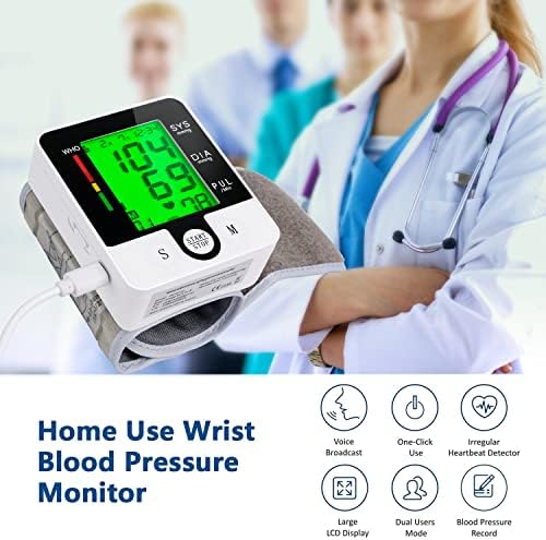 Monitor de Presión Arterial de Muñeca Digital Automático con Habla, Recargable, Ajustable y Pantalla LCD Retroiluminada de 3 Colores para Uso en Casa - imagen 2