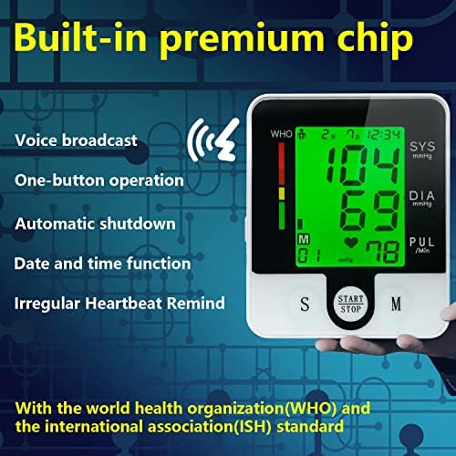 Monitor de Presión Arterial de Muñeca Digital Automático con Habla, Recargable, Ajustable y Pantalla LCD Retroiluminada de 3 Colores para Uso en Casa - imagen 5