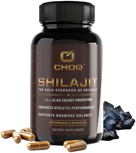 CHOQ® Shilajit - Cápsulas Veganas de 500 mg con más del 50% de Ácido Fulvico, Energía, Enfoque, Colágeno, Función Mitocondrial, Urolitina A, Probado - imagen 1