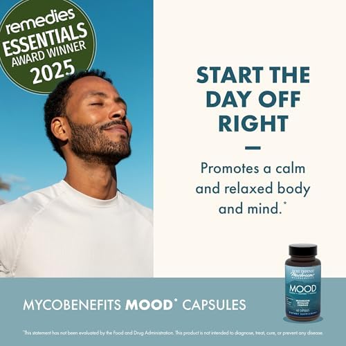 Cápsulas Host Defense MycoBenefits Mood* - Apoyo a la Mente Saludable con Melena de León, L-Theanina y Ashwagandha - Suplemento Relajante - 60 - imagen 5