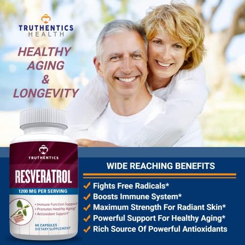 Suplemento de Resveratrol TRUTHENTICS 1200mg - Cápsulas de raíz de Polygonum Cuspidatum - Alta Potencia para el Envejecimiento Saludable, Piel - imagen 3
