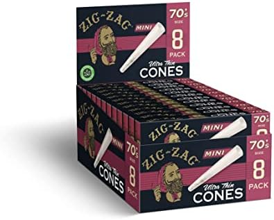 Conos Preenrollados Zig-Zag Ultra Delgados de 70mm - Caja de 18 Paquetes (8 Conos por Paquete) | Llenado Fácil, Transporte Conveniente - imagen 1