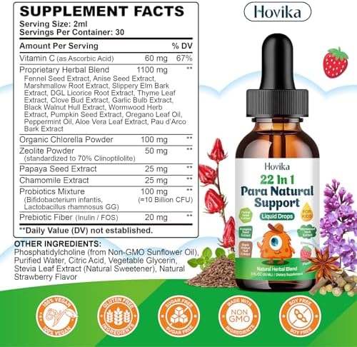 Limpieza de Parásitos 22 en 1 para Humanos y Niños, Gotas Líquidas Herbales, Detox de Zeolita con Ajenjo, Nogal Negro, Clavo, Chlorella, Probióticos - imagen 2