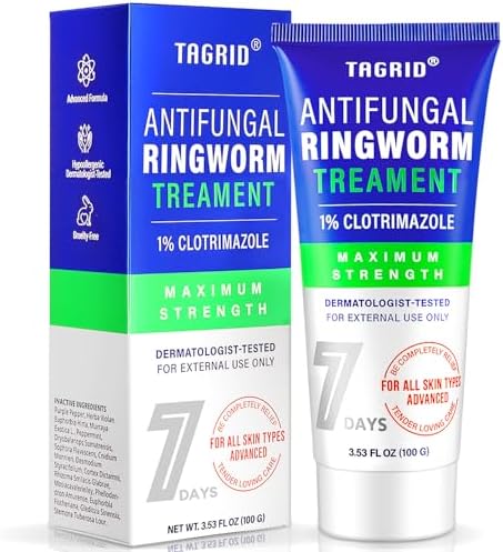 Crema Antifúngica TAGRID para Tratamiento de Tiña en Humanos: Fórmula con 1% Clotrimazol para Pies y Cuerpo Irritados - 3.38 oz - imagen 1