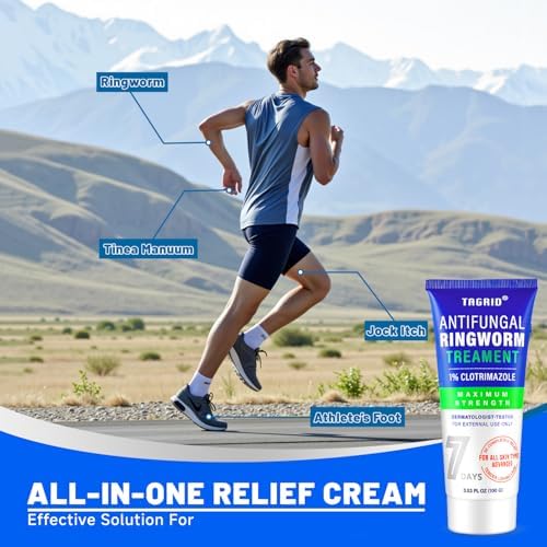Crema Antifúngica TAGRID para Tratamiento de Tiña en Humanos: Fórmula con 1% Clotrimazol para Pies y Cuerpo Irritados - 3.38 oz - imagen 4
