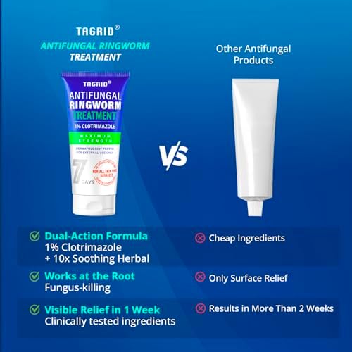 Crema Antifúngica TAGRID para Tratamiento de Tiña en Humanos: Fórmula con 1% Clotrimazol para Pies y Cuerpo Irritados - 3.38 oz - imagen 7