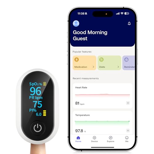 Oxímetro de Pulso Bluetooth para Dedo, Monitor Inteligente de Saturación de Oxígeno en Sangre con App para Deportes y Aviación, Lector Preciso de - imagen 1