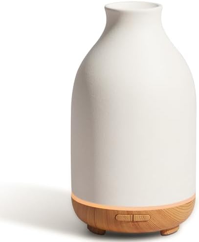 Difusor de Aceites Esenciales InnoGear, 150ml, Cerámica, Aromaterapia, Humidificador Ultrasónico con 2 Modos de Niebla y Apagado Automático, Blanco - imagen 1