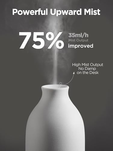 Difusor de Aceites Esenciales InnoGear, 150ml, Cerámica, Aromaterapia, Humidificador Ultrasónico con 2 Modos de Niebla y Apagado Automático, Blanco - imagen 2