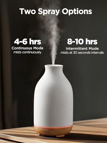 Difusor de Aceites Esenciales InnoGear, 150ml, Cerámica, Aromaterapia, Humidificador Ultrasónico con 2 Modos de Niebla y Apagado Automático, Blanco - imagen 4